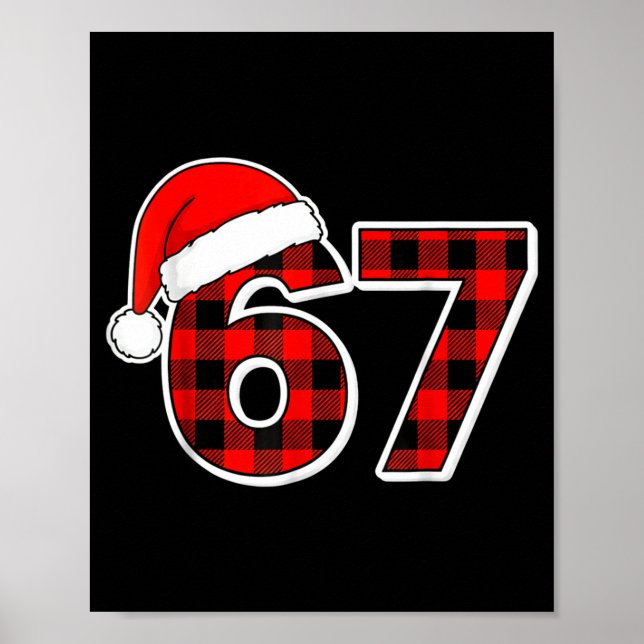 67 Meme Funny Christmas Red Plaid Xmas Pajamas Sla Poster (Framsidan)
