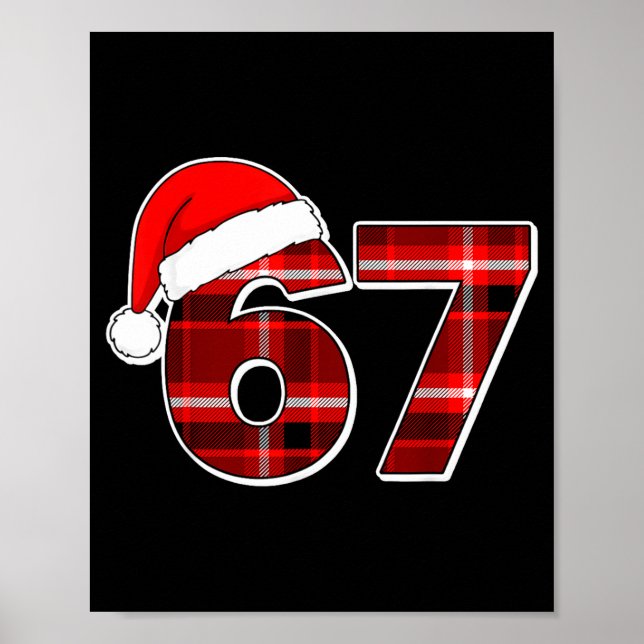 67 Meme Funny Christmas Red Plaid Xmas Pajamas Sla Poster (Framsidan)