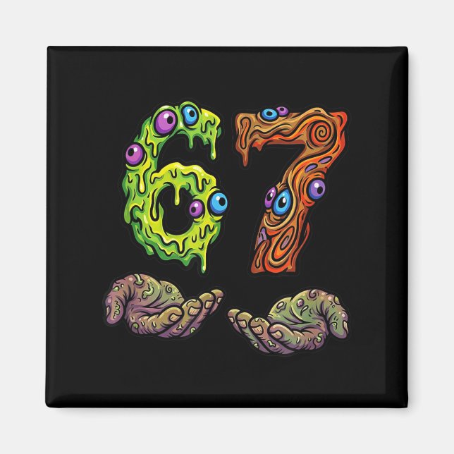 67 Meme Funny Gen Alpha Six Seven Hands Gesture Br Magnet (Framsidan)