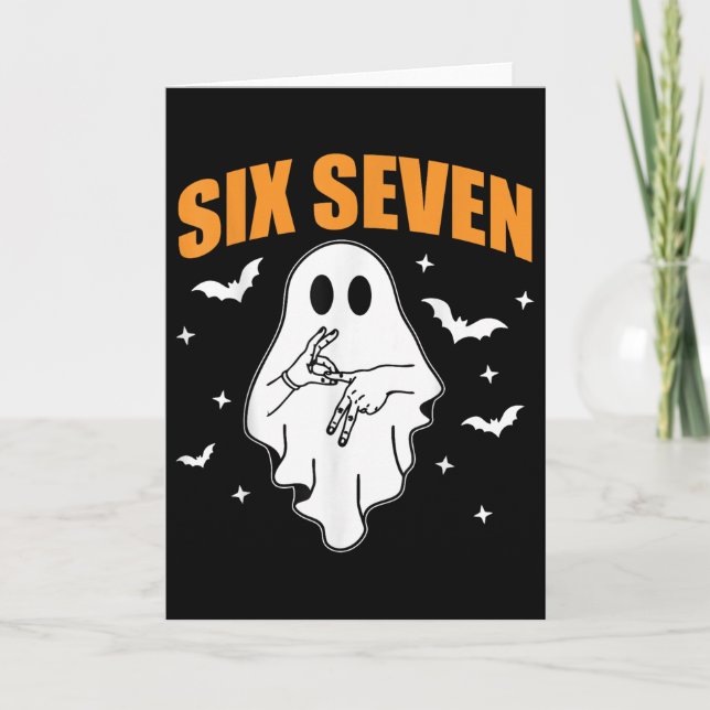 67 Meme Funny Ghost Halloween Haunted 6 7 Six Seve Kort (Framsida)