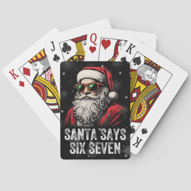 67 Meme Funny Santa Says Six Seven Christmas Casinokort (Baksidan)