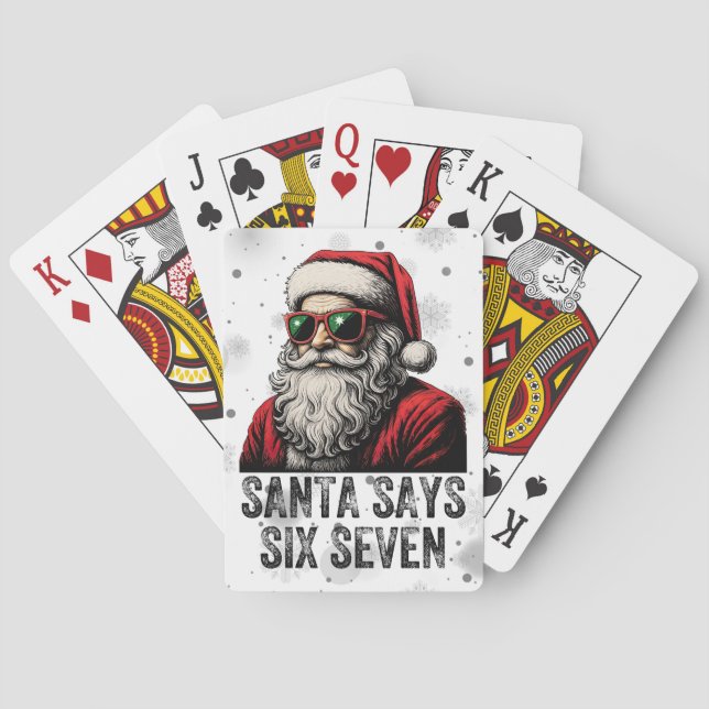 67 Meme Funny Santa Says Six Seven Christmas Casinokort (Baksidan)
