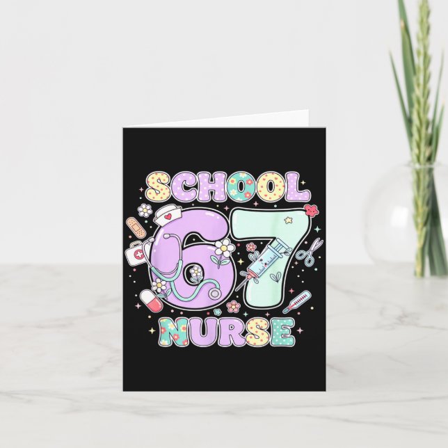 67 Meme Funny School Nurse Six Seven Meme Boys Gir Kort (Framsida)
