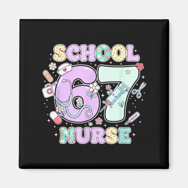 67 Meme Funny School Nurse Six Seven Meme Boys Gir Magnet (Framsidan)