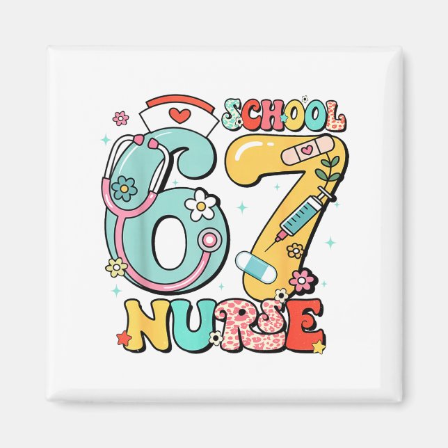 67 Meme Funny School Nurse Six Seven Meme  Magnet (Framsidan)
