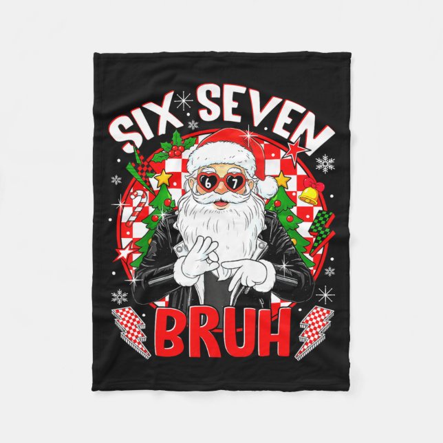 67 Meme Funny Six Seven Bruh Christmas Santa 6 7 M Fleecefilt (Framsidan)