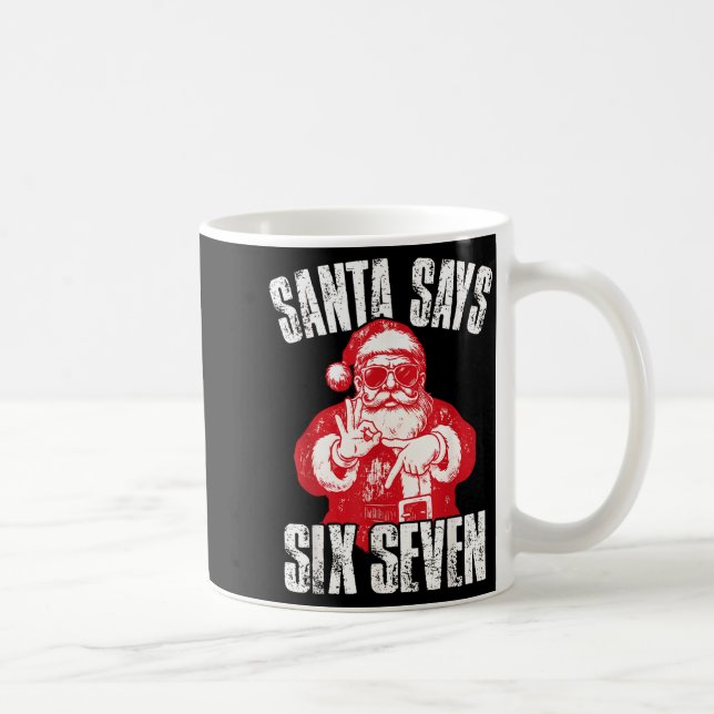 67 Meme Funny Six Seven Christmas 6-7 Meme Santa 6 Kaffemugg (Höger)