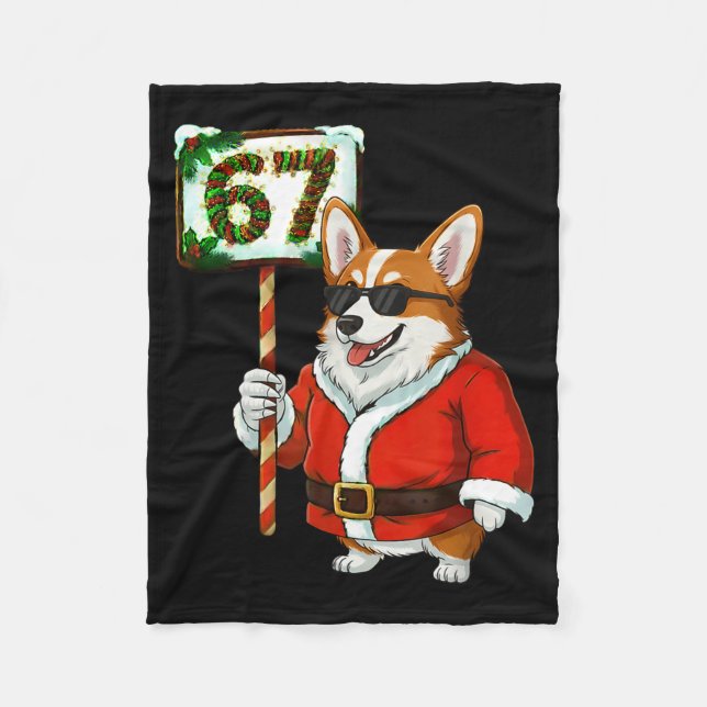 67 Meme Funny Six Seven Christmas Corgi Dog Lover  Fleecefilt (Framsidan)