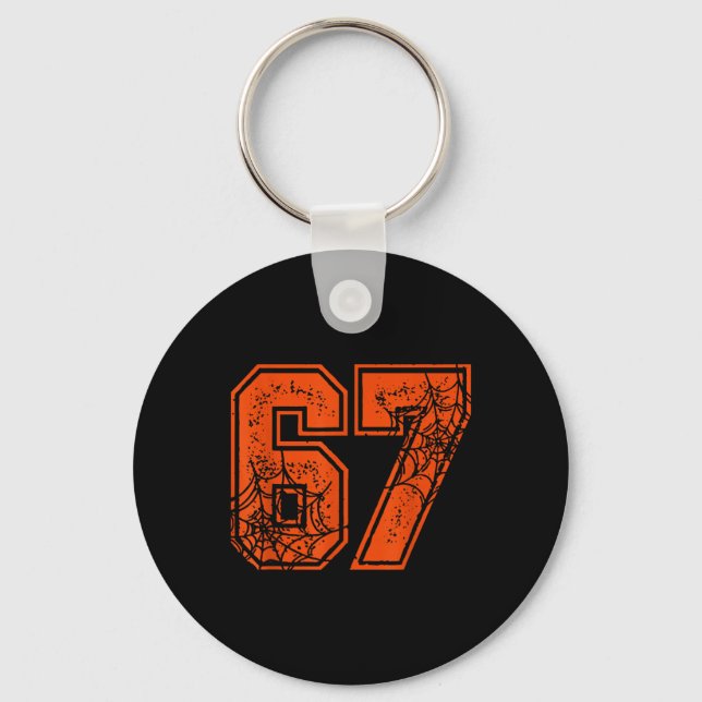 67 Meme Funny Six Seven Gen Alpha Halloween Pumpki Nyckelring (Framsida)