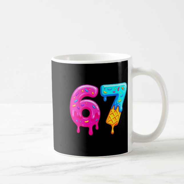 67 Meme Glass Strömmande Rolig Six Seven Gen Alpha Kaffemugg (Höger)
