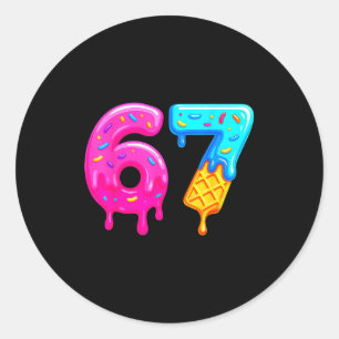 67 Meme Glass Strömmande Rolig Six Seven Gen Alpha Runt Klistermärke
