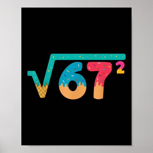 67 Meme Glassis Strömmande Kvadratrot 67² Slang Ma Poster (Framsidan)