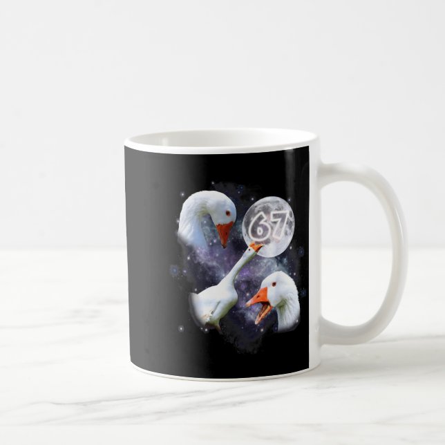 67 Meme Goose Howling At The Moon Funny Six Seven  Kaffemugg (Höger)