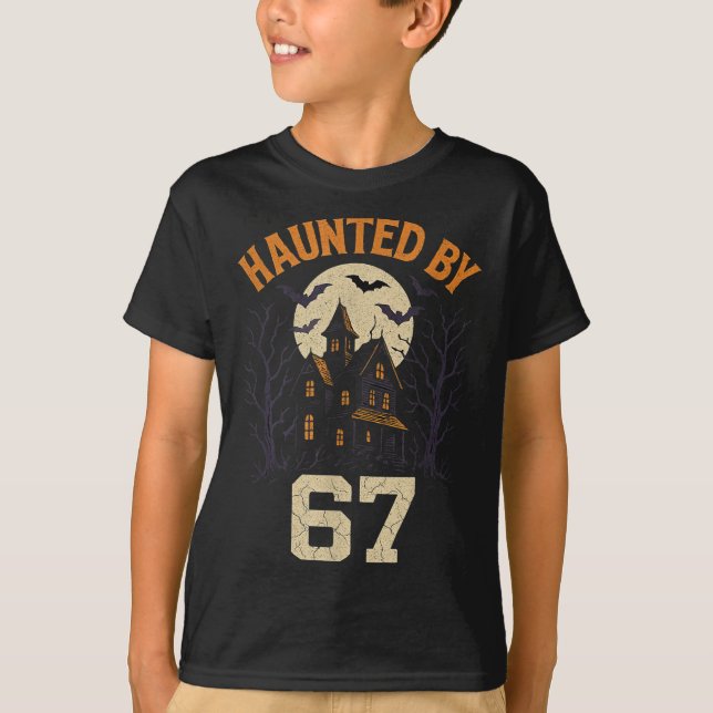 67 Meme Halloween Costume Haunted By 6-7 Brainrot  T Shirt (Framsida)