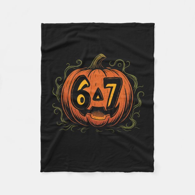 67 Meme Halloween-pumpa - Six Seven Gen Alpha Z  Fleecefilt (Framsidan)