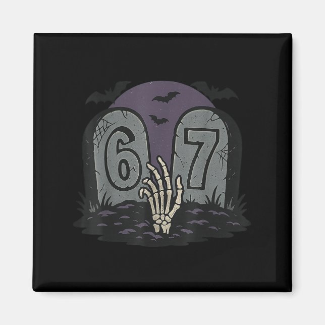 67 Meme Halloween Skelett Soky - Six Seven Gen Al Magnet (Framsidan)