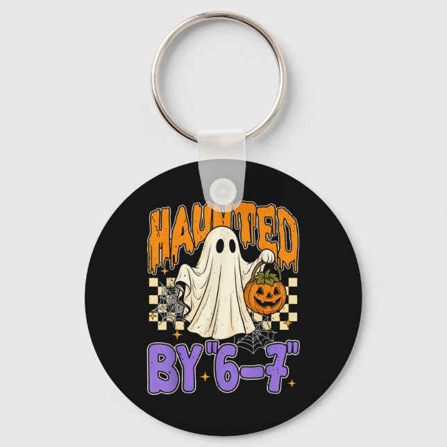 67 Meme Halloween Spökad- Roligt Spöke Och Pumpa Nyckelring (Framsida)