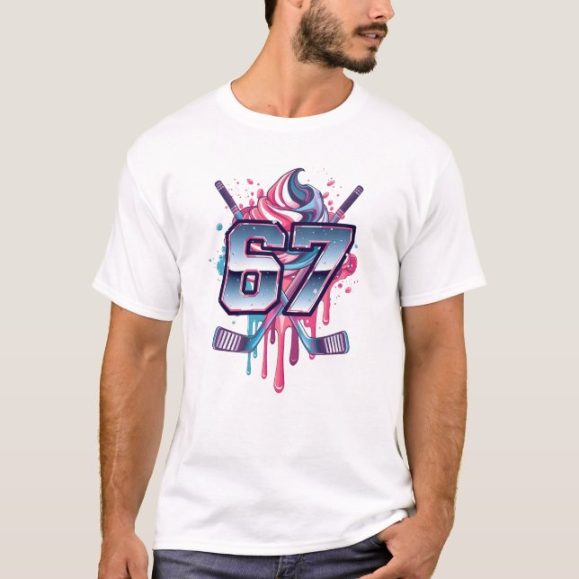 67 Meme Hockey Glassigt Iskräm Läckerhet T Shirt (Framsida)