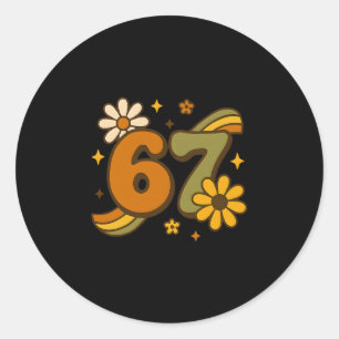 67 Meme Höst Autumn Groovy Retro 70-tal Sex Sju Bo Runt Klistermärke