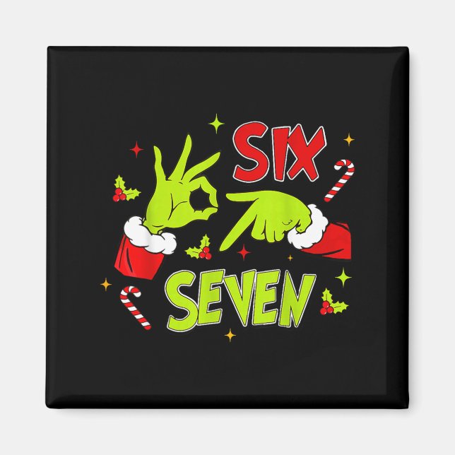 67 Meme Humor 6-7 Funny Xmas Six Seven Christmas  Magnet (Framsidan)