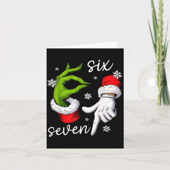67 Meme Humor Funny Santa Says Six Seven Christmas Kort (Framsida)
