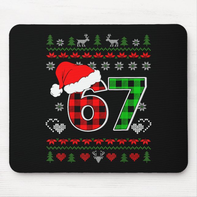 67 Meme jul sex sju Xmas ful jultröja män  Musmatta (Framsidan)