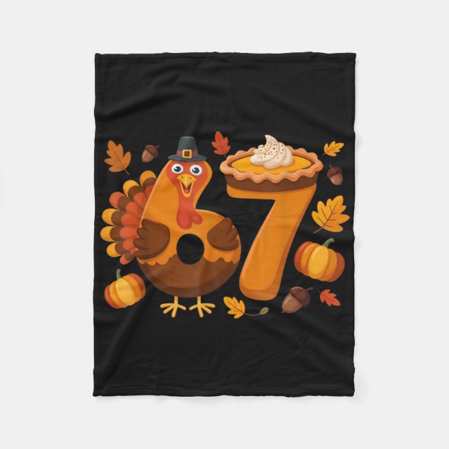 67 Meme Kalkon 6-7 Rolig Six Seven Tacksgiving  Fleecefilt (Framsidan)