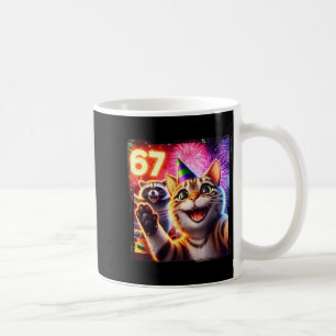 67 Meme Katt Tvättbjörn Nyår Selfie Rolig Födelsed Kaffemugg