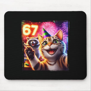 67 Meme Katt Tvättbjörn Nyår Selfie Rolig Födelsed Musmatta