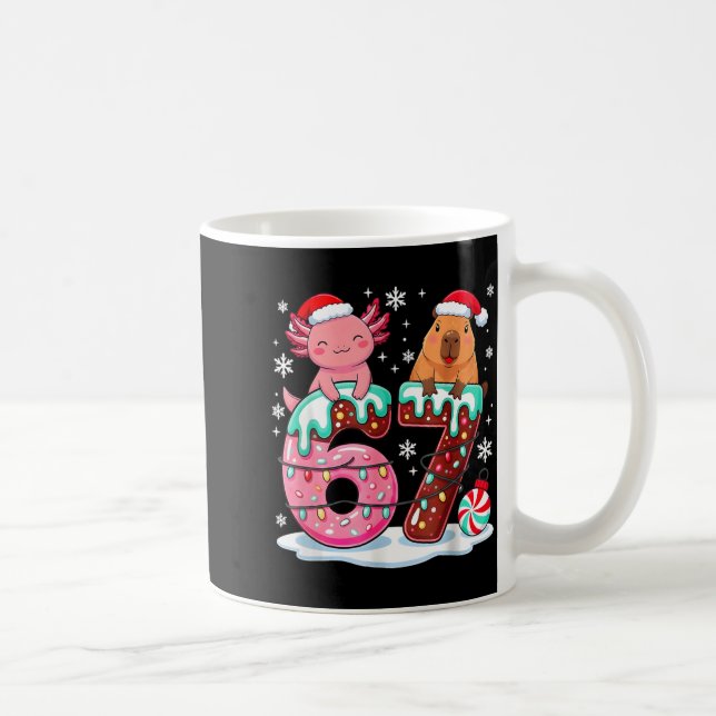 67 Meme Kawaii Axolotl Capybara Christmas Ice Crea Kaffemugg (Höger)