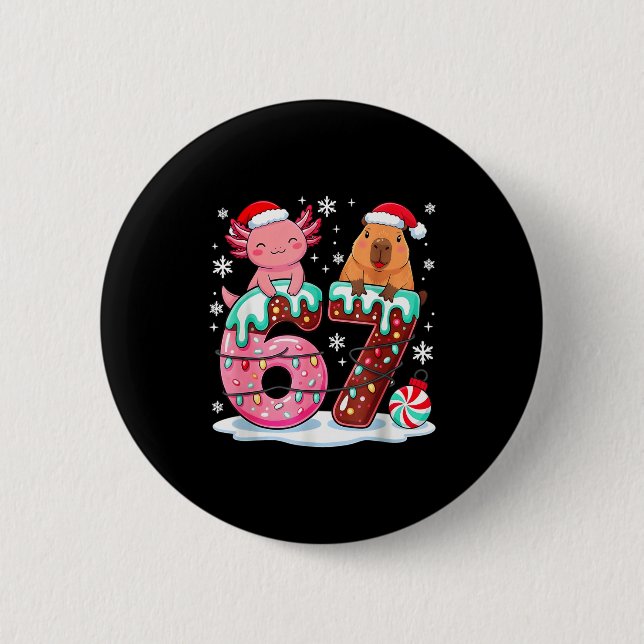 67 Meme Kawaii Axolotl Capybara Christmas Ice Crea Knapp (Framsida)