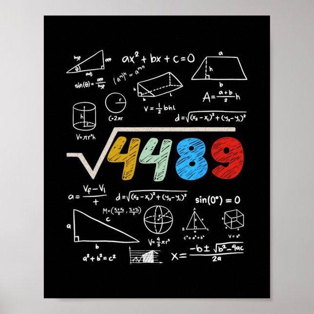 67 Mème Kvadratrot 4489 Gör Matten Rolig Födelseda Poster (Framsidan)