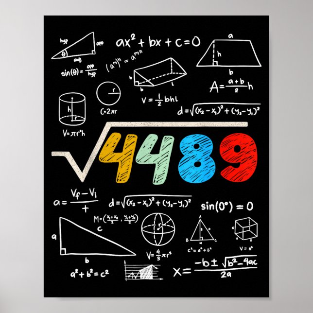 67 Meme Kvadratrot 4489 Gör Matten Roligt Födelsed Poster (Framsidan)