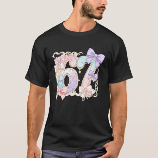67 Meme Pastel Coquettes Bow Funny Kawaii 6 7 Numb T Shirt