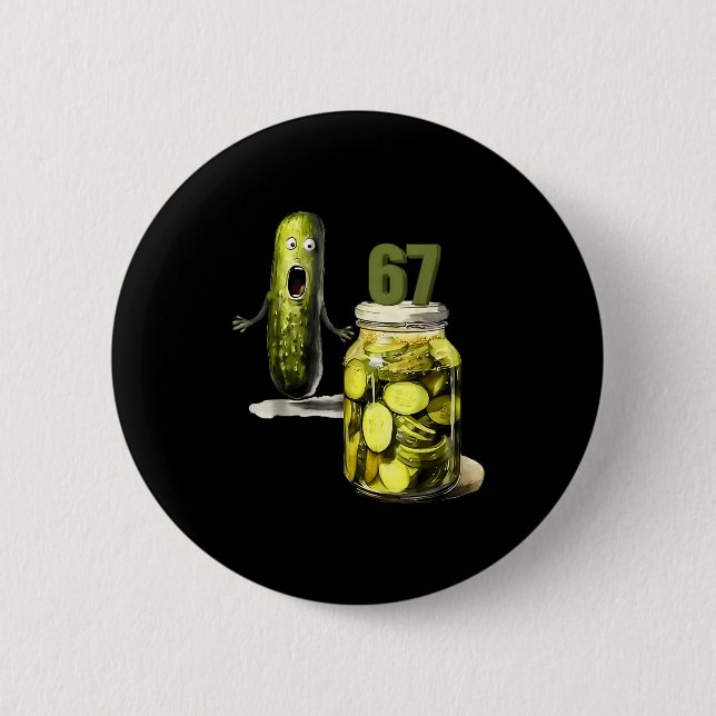 67 Meme Pickle Överraskning En Burk Skivade Pickle Knapp (Framsida)