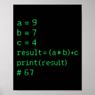 67 Meme Python-kod Resultat Geek Humor Six Seven P Poster
