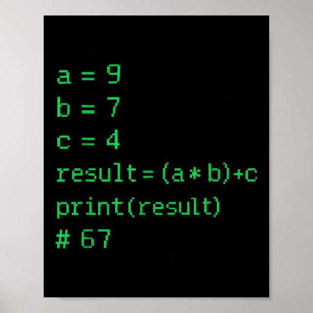 67 Meme Python-kod Resultat Geek Humor Six Seven P Poster (Framsidan)