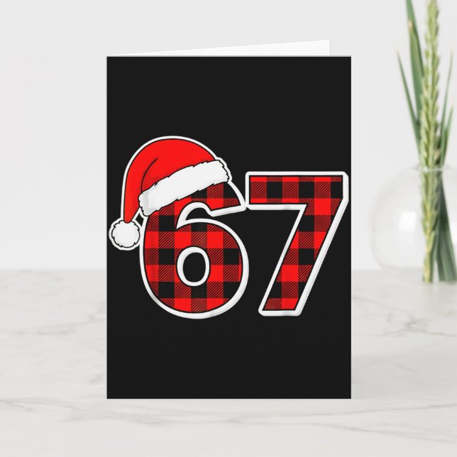 67 Mème Roliga jul röda Plaid Xmas Pyjamas Sla Kort (Framsida)