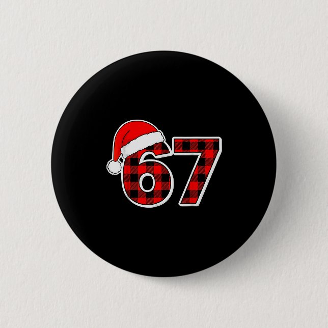 67 Meme Roliga Jul Röda Randiga Xmas Pyjamas Sla Knapp (Framsida)