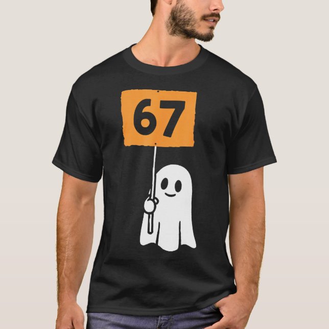 67 Mème Roligt Six Seven Halloween  T Shirt (Framsida)