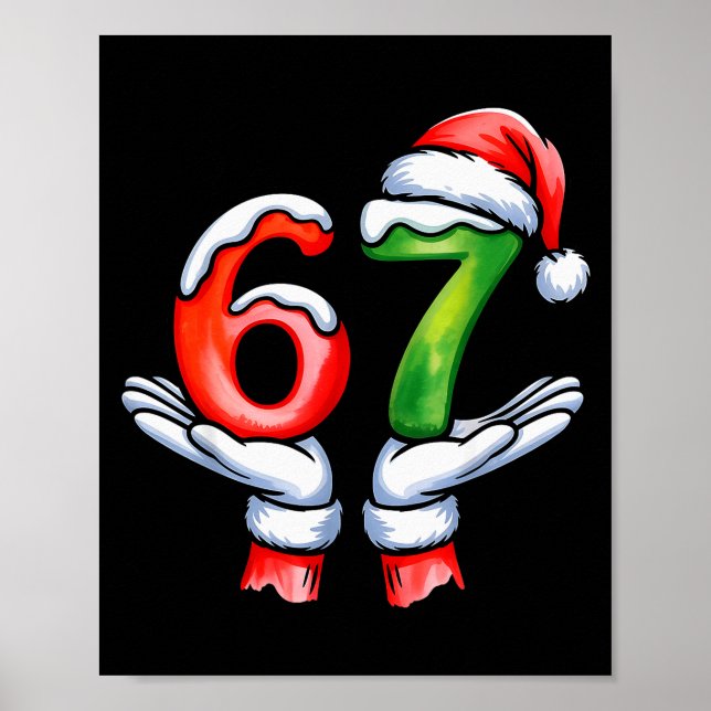 67 Meme Santa Claus Hand Funny Six Seven Christmas Poster (Framsidan)