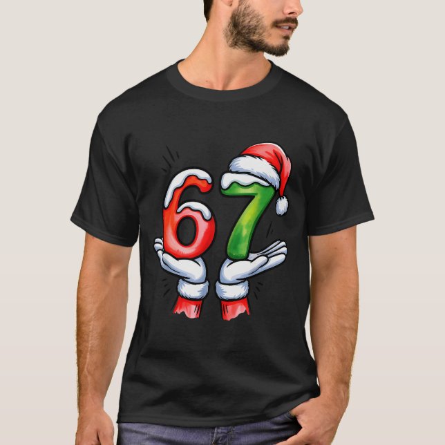 67 Meme Santa Claus Hand Funny Six Seven Christmas T Shirt (Framsida)