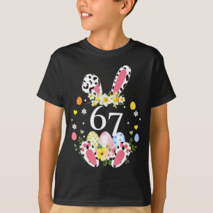 67 Meme Sex Sju 6 7 Kanin Leopard Barn Roligt Påsk T Shirt