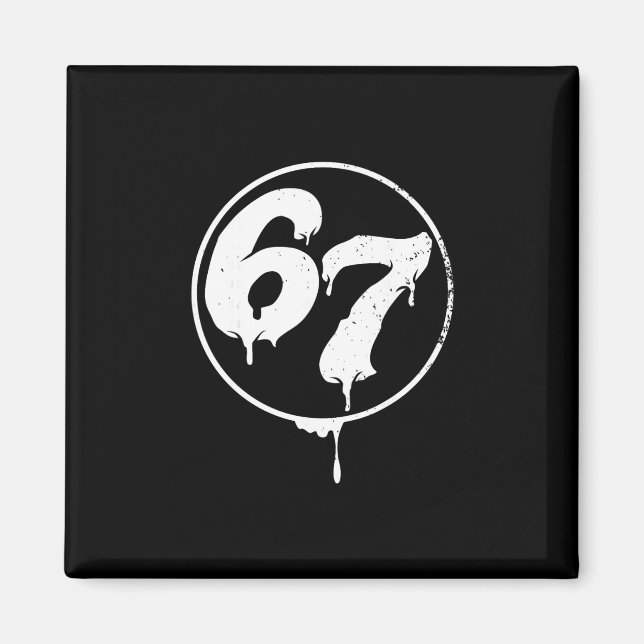 67 Meme Sex Sju Urn Graffiti Stil  Magnet (Framsidan)
