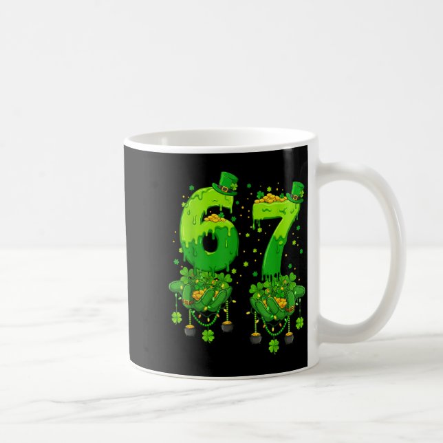 67 Meme Shamrocks Six Seven Shamrocks 6-7 St Patri Kaffemugg (Höger)
