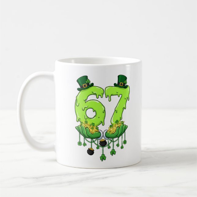 67 Meme Shamrocks Six Seven Shamrocks 6-7 St Patri Kaffemugg (Vänster)