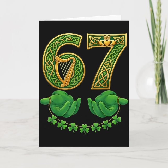 67 Meme Shamrocks Six Seven Shamrocks 6-7 St Patri Kort (Framsida)