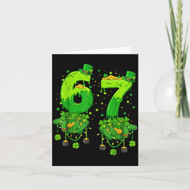 67 Meme Shamrocks Six Seven Shamrocks 6-7 St Patri Kort (Framsida)