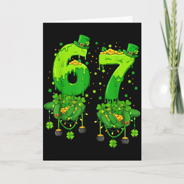 67 Meme Shamrocks Six Seven Shamrocks 6-7 St Patri Kort (Framsida)