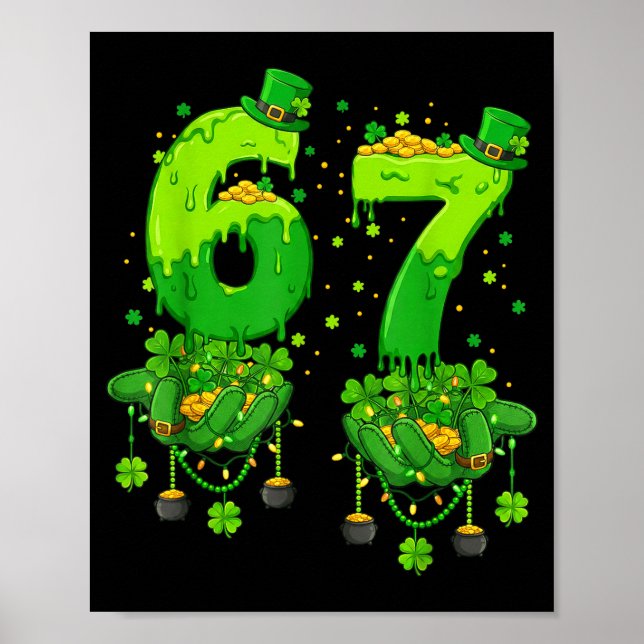 67 Meme Shamrocks Six Seven Shamrocks 6-7 St Patri Poster (Framsidan)